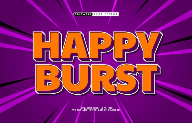 happy burst editable text effect with a kids and happy text style