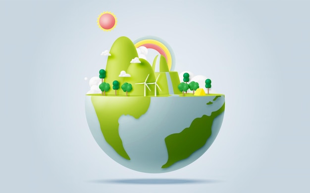 happy earth day concept art with cute graphic design and pastel color scheme vector illustration