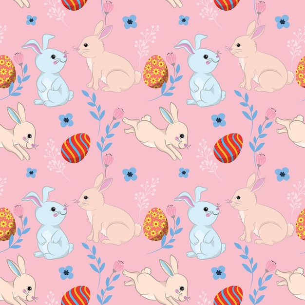 Happy Easter egg concept Bunny with Easter egg seamless pattern