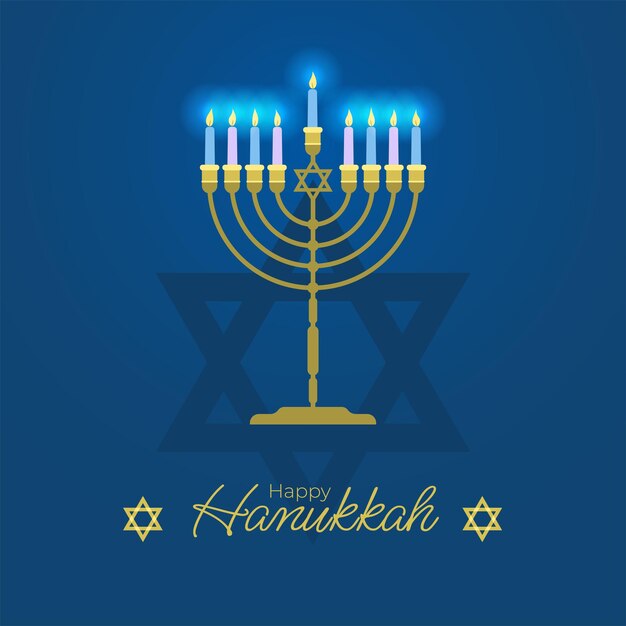 Happy Hanukkah greeting card with menorah