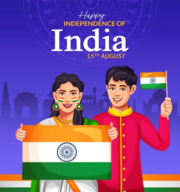 happy independence day india vector illustration on 15 august celebration background templates