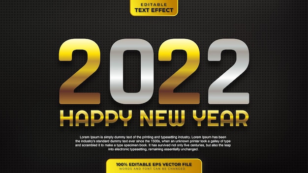 Happy New Year 2022 Silver Gold Editable Text Effect