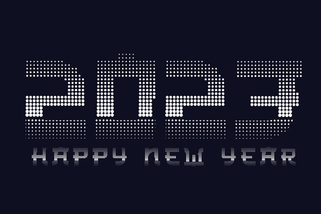 Happy new year 2023 text with dotted pattern design