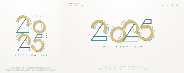 happy new year 2025 with modern minimalist style numbers vector design for poster template or calendar