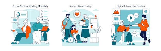 Happy Retirement Life Flat Vector Illustration