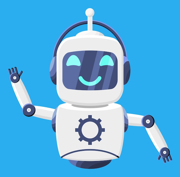 happy smiling robot with isolated