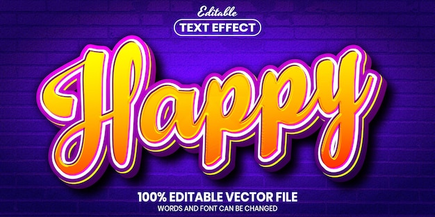 happy text, font style editable text effect