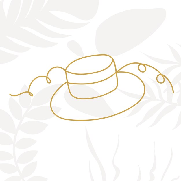 hat drawing by one continuous line on an abstract background vector