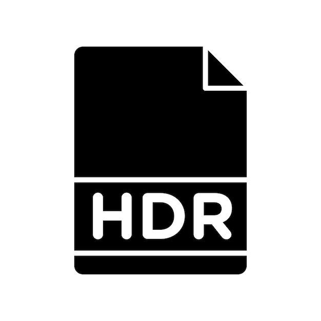 hdr image file extension icon set document design and technology vector symbol in a black filled and outlined style enhanced visuals sign