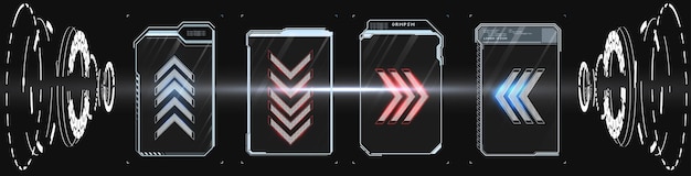 headup display elements for the web and app futuristic user interface set of black and white info