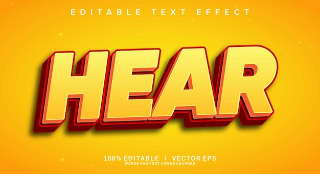 hear vector text effect with modern style design
