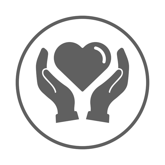 Heart love hand icon Gray vector graphics
