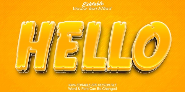 Hello Vector Text Effect Editable Alphabet Hi Talk Funny Happy