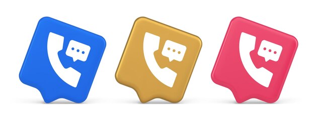 Helpline assistance chat consulting telephone customer support button 3d realistic icon