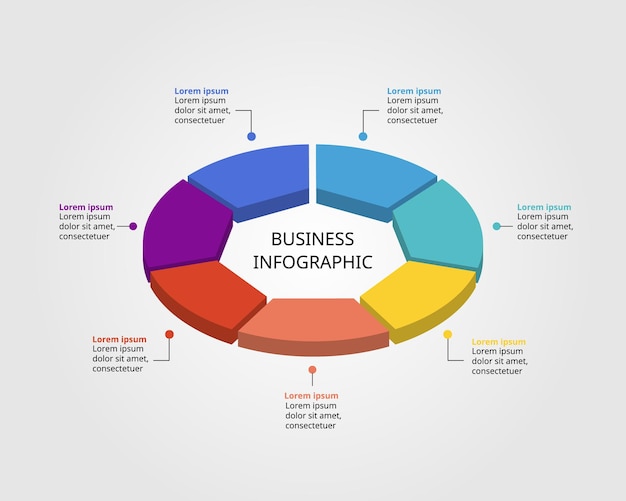 heptagon isometric shape template for business infographic for presentation for 7 element