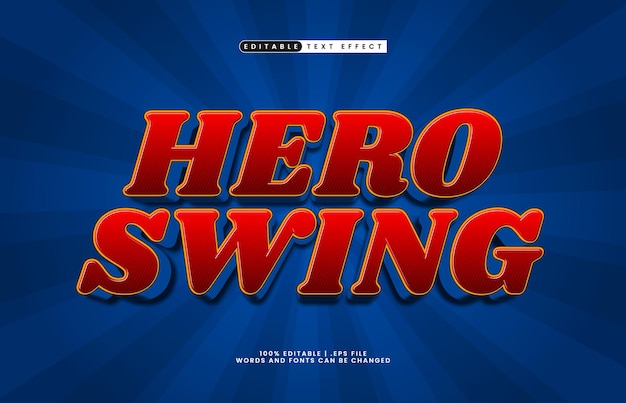 hero swing editable text effect with a kids and play text style