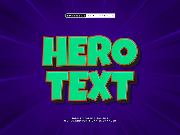 hero text editable text effect in super and hero text style