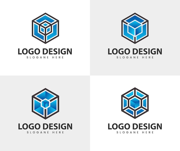 Hexagon 3d style Blockchain logo design