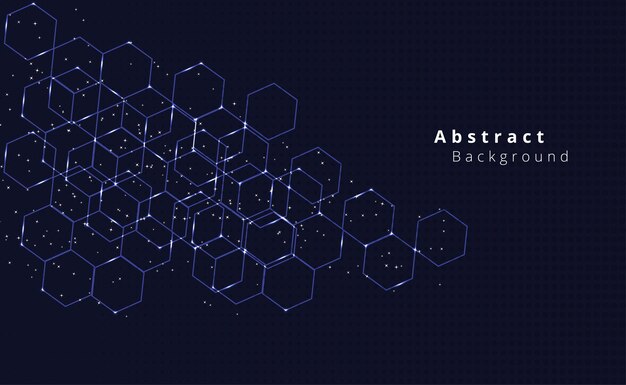 hexagon pattern design geometric abstract background with hexagons on dark blue color background