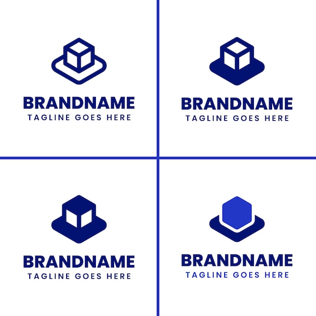 Hexagonal Box on Podium Logo for businesses in logistics technology or packaging industries