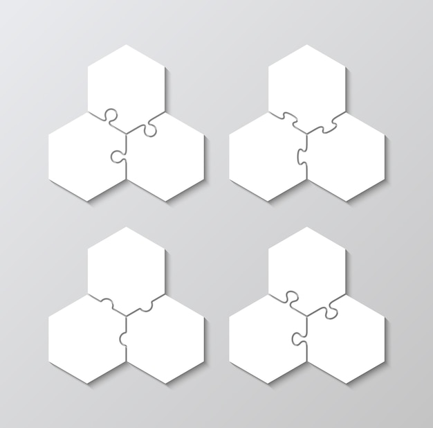 hexagonal jigsaw templates cutting puzzle pieces grid collection hexagon scheme of thinking game