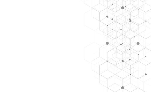 Hexagons pattern on gray background Genetic research molecular structure