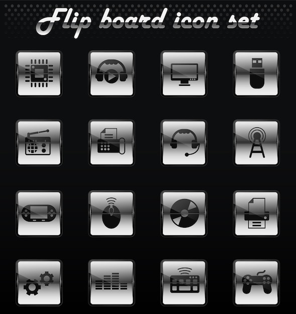 Hi tech vector flip mechanical icons for user interface design