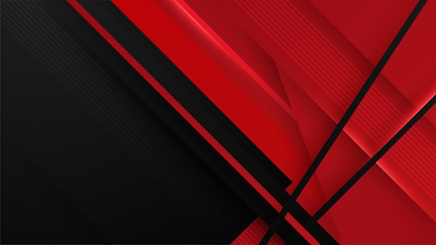 High contrast red and black glossy stripes Abstract tech graphic background design Vector corporate background Vector illustration