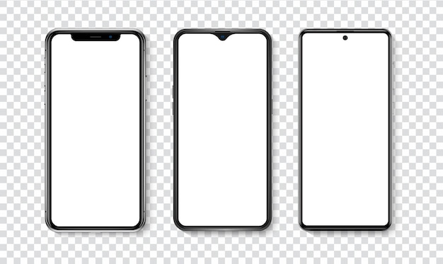 High quality realistic trendy smartphone with blank white screen