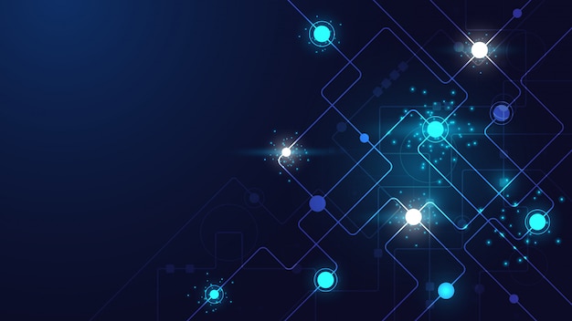 high tech technology geometric and connection system background with digital data abstract