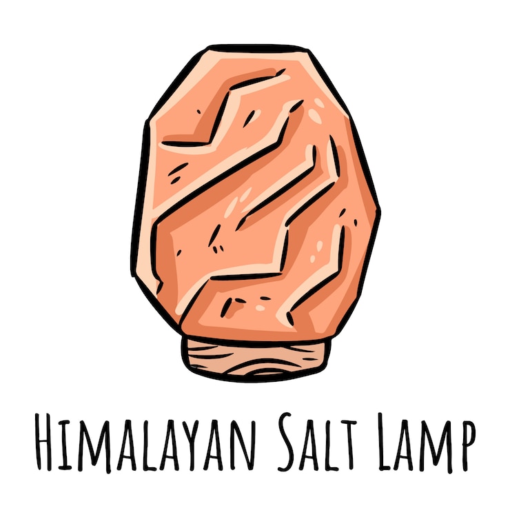 Vektor himalájská solná lampa, kreslená.