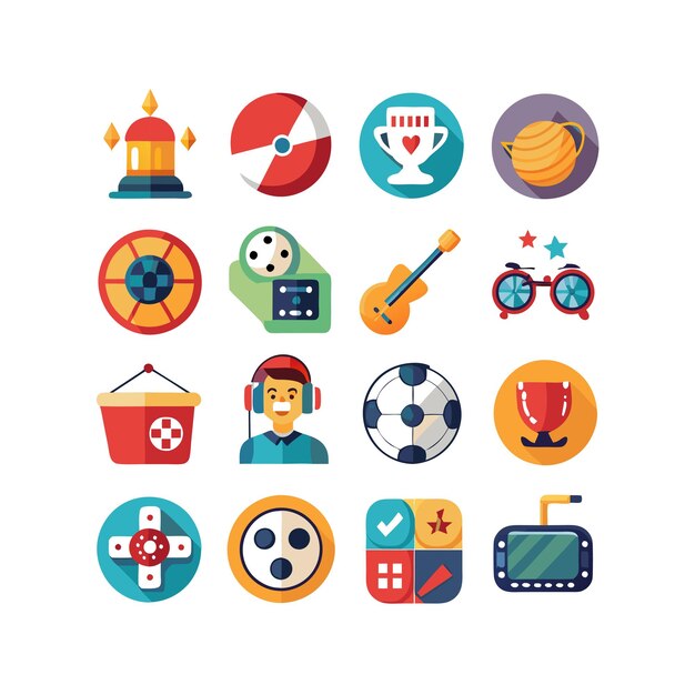 hobbies and interests icon set collection for documents websites and mobile applications