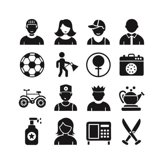 hobbies and interests icon set collection for documents websites and mobile applications
