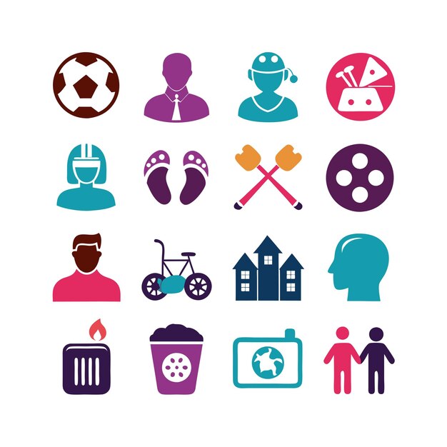 hobbies and interests icon set collection for documents websites and mobile applications