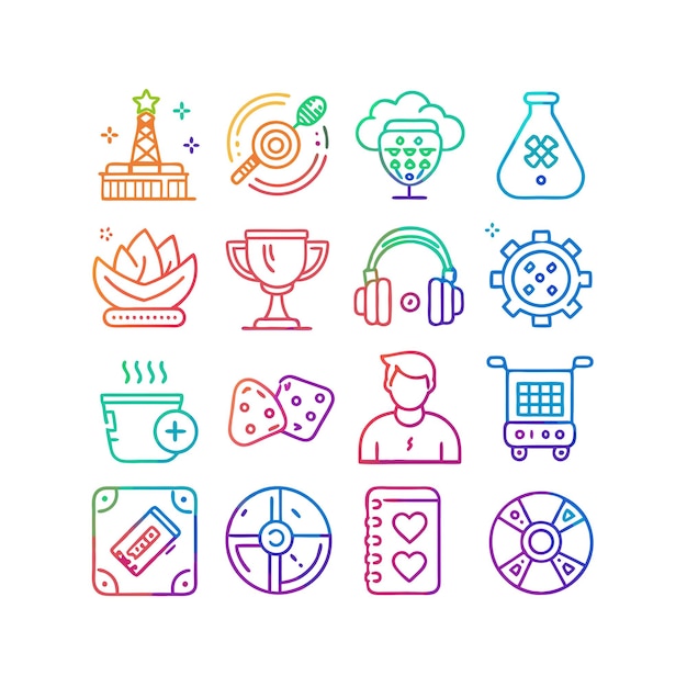 hobbies and interests icon set collection for documents websites and mobile applications