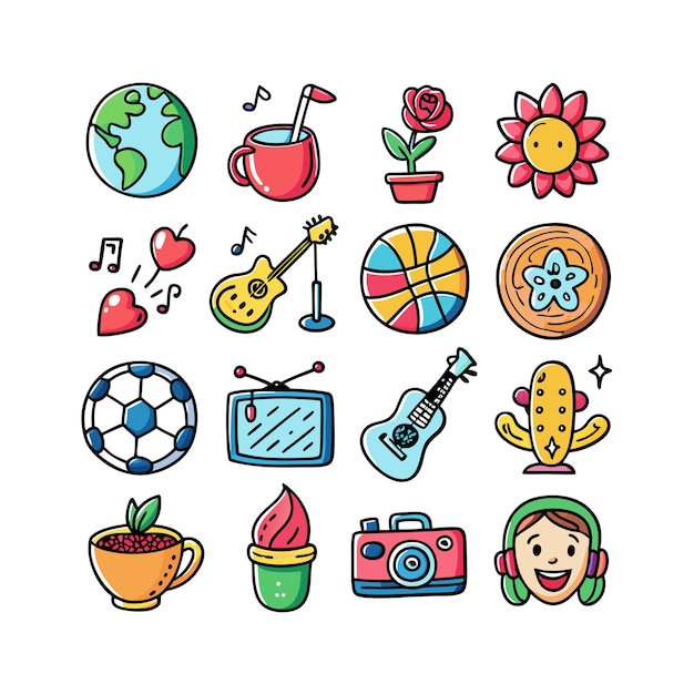 hobbies and interests icon set collection for documents websites and mobile applications