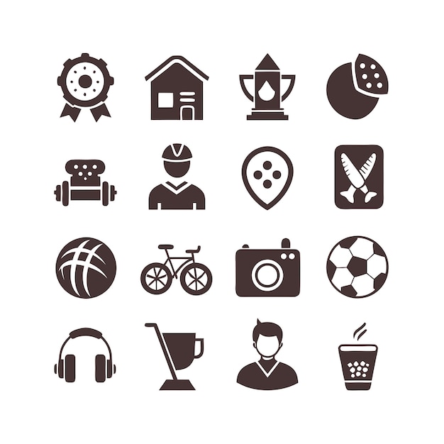 hobbies and interests icon set collection for documents websites and mobile applications
