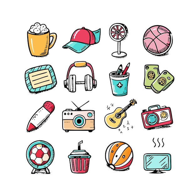hobbies and interests icon set collection for documents websites and mobile applications
