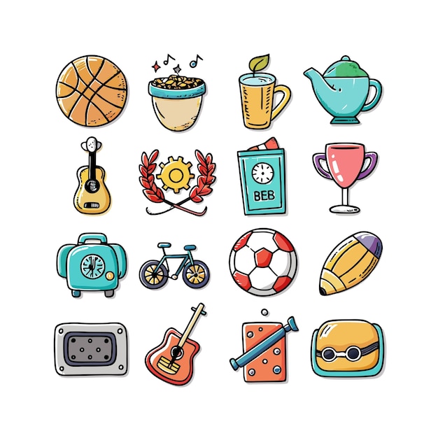 hobbies and interests icon set collection for documents websites and mobile applications