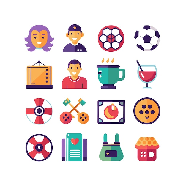 hobbies and interests icon set collection for documents websites and mobile applications