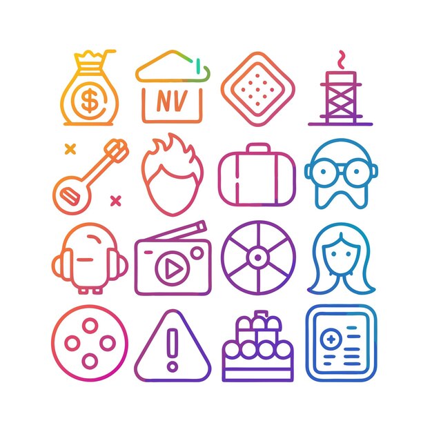 hobbies and interests icon set collection for documents websites and mobile applications