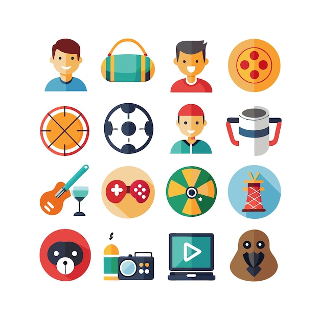hobbies and interests icon set collection for documents websites and mobile applications