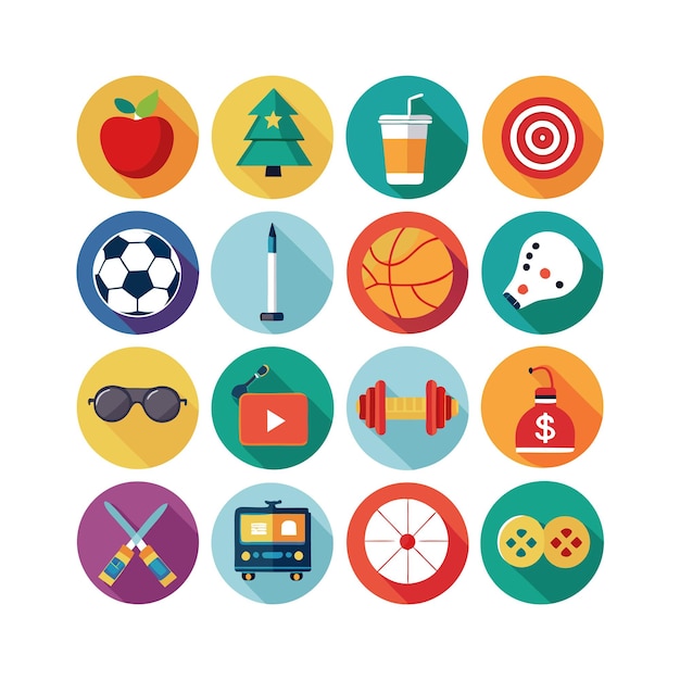 hobbies and interests icon set collection for documents websites and mobile applications