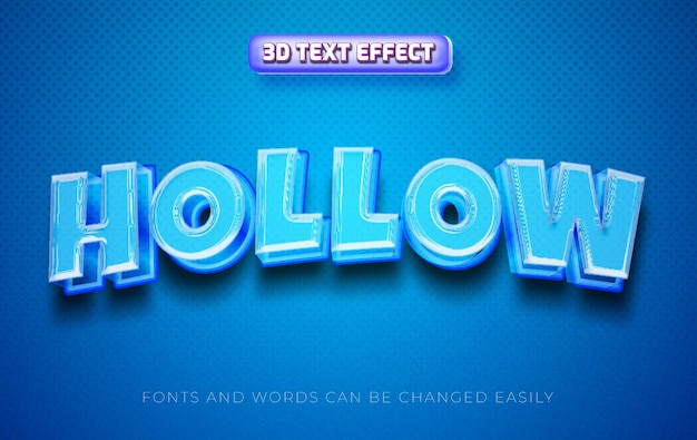 hollow blue 3d editable text effect style