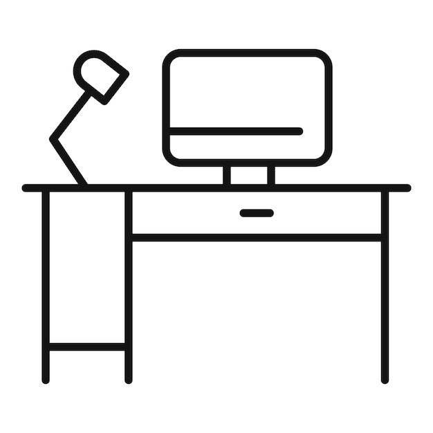 Home office workplace icon Outline Home office workplace vector icon for web design isolated on white background