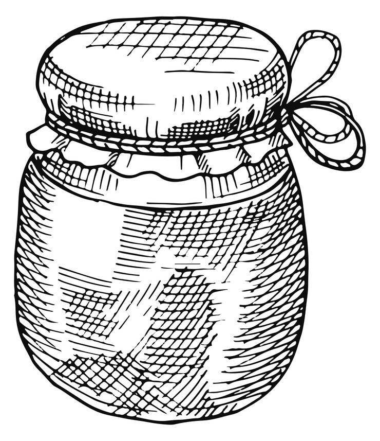 Vektor homemade sweet jar sketch honey or jam glass