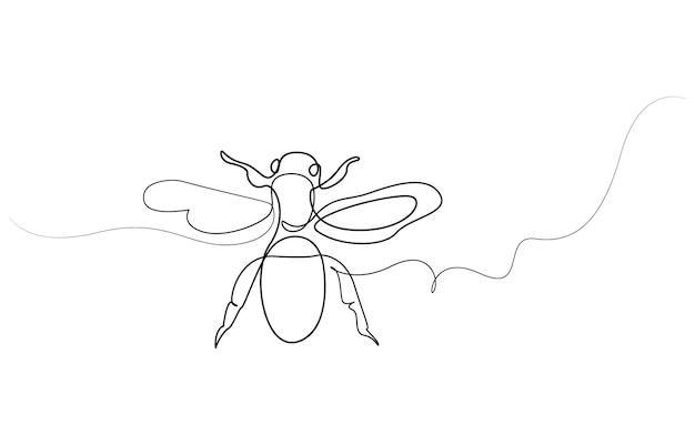Honey bee continuous one line drawing vector illustration