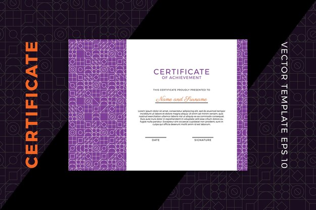 horizontal certificate of appreciation dark template with modern minimal geometric pattern