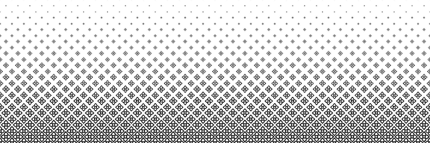 horizontal halftone of black beautiful digital flower for pattern and background