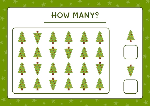 how many christmas tree, game for children. vector illustration, printable worksheet